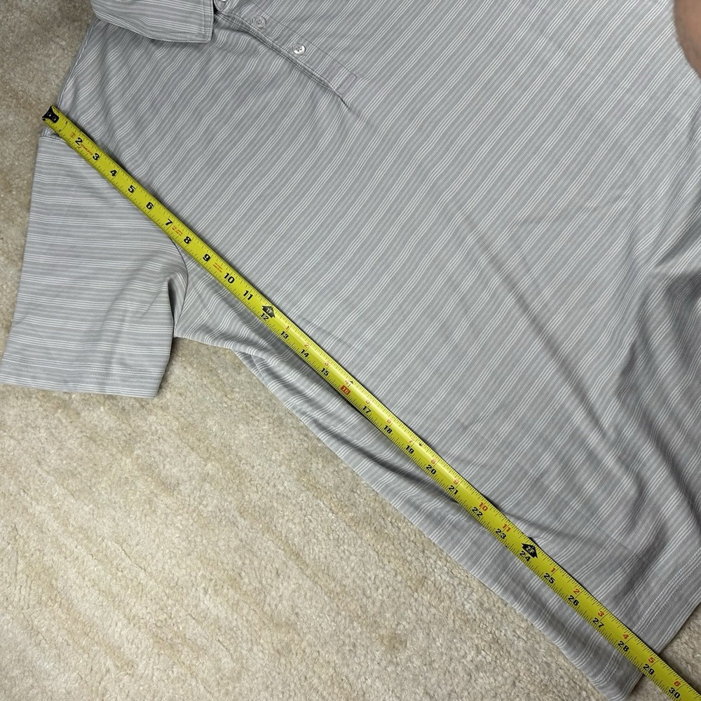 Travis Mathew Mens Polo Shirt Large Light Gray Golf Striped Short Sleeve Stretch - Picture 5 of 5